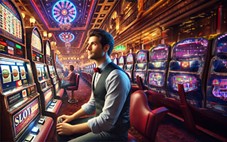 Slot player in a brick-and-mortar casino.